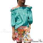 Frilled Off-Shoulder Monochrome Style Blouse