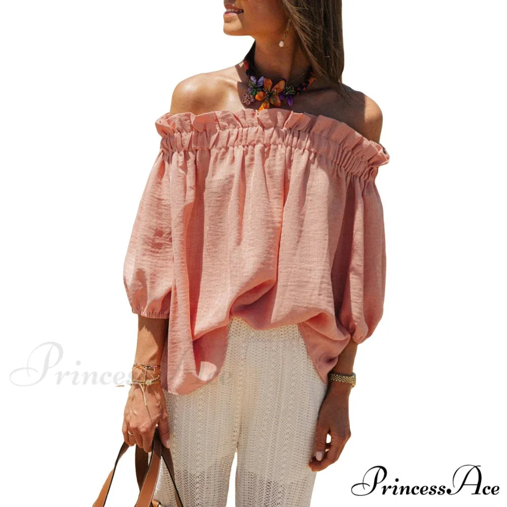 Frilled Off-Shoulder Monochrome Style Blouse