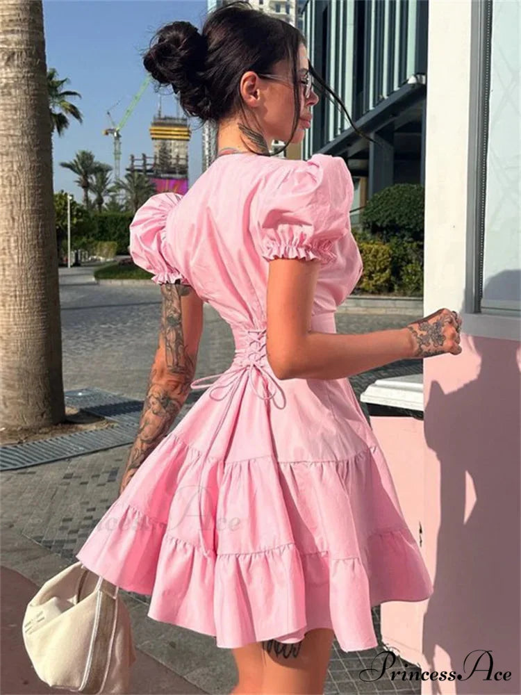 Frilled Tied-Up Sleek Mini Dress