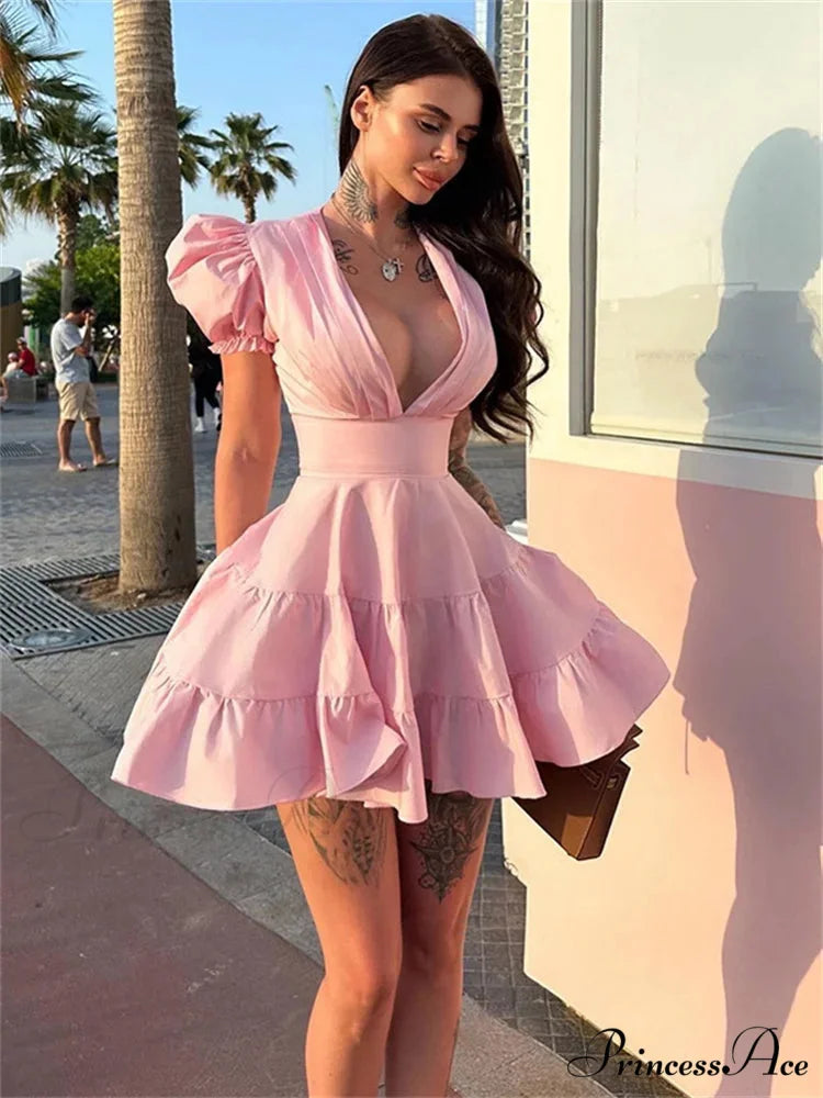 Frilled Tied-Up Sleek Mini Dress