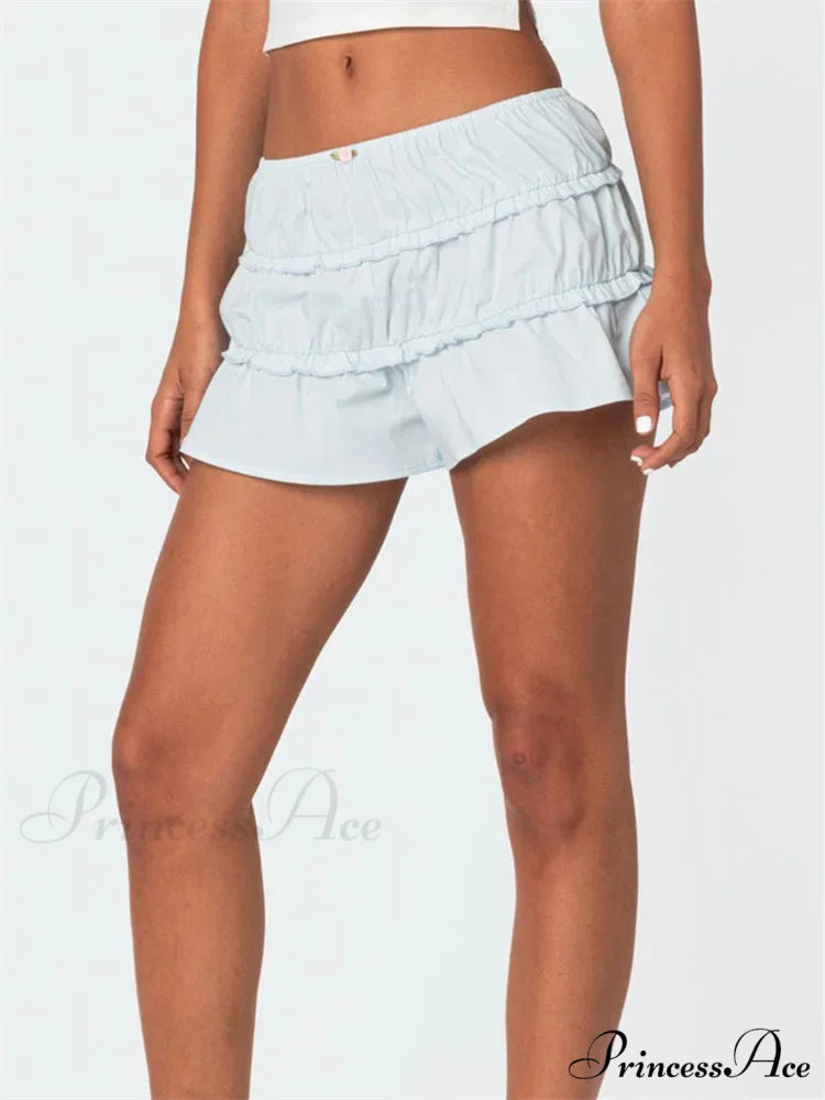 Frilled Unadorned Stretchy Waist Short