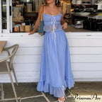 Frills Fasten-Up Crop Top A-line Maxi Skirt Two Pieces Set