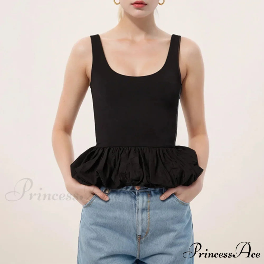 Frilly Bubble Hem Cropped Top