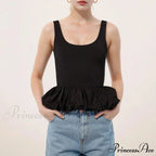 Frilly Bubble Hem Cropped Top