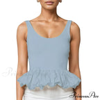 Frilly Bubble Hem Cropped Top