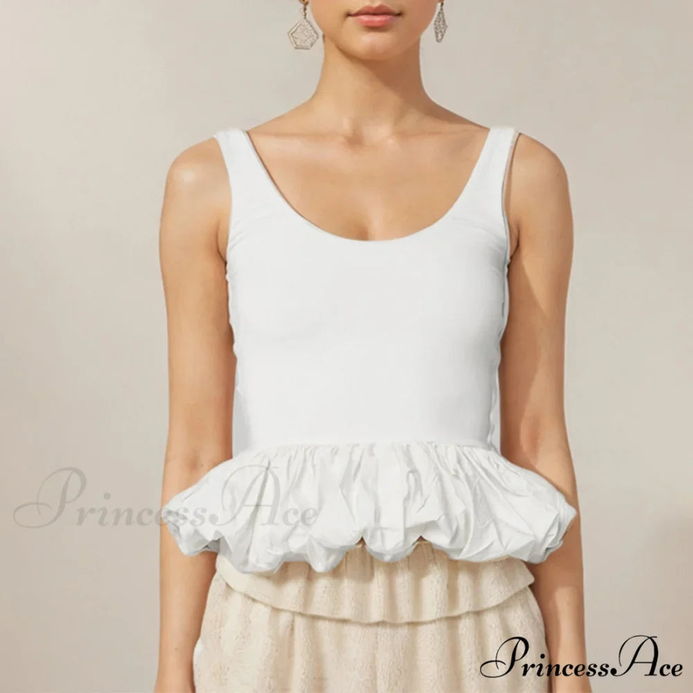 Frilly Bubble Hem Cropped Top