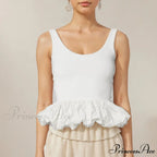 Frilly Bubble Hem Cropped Top