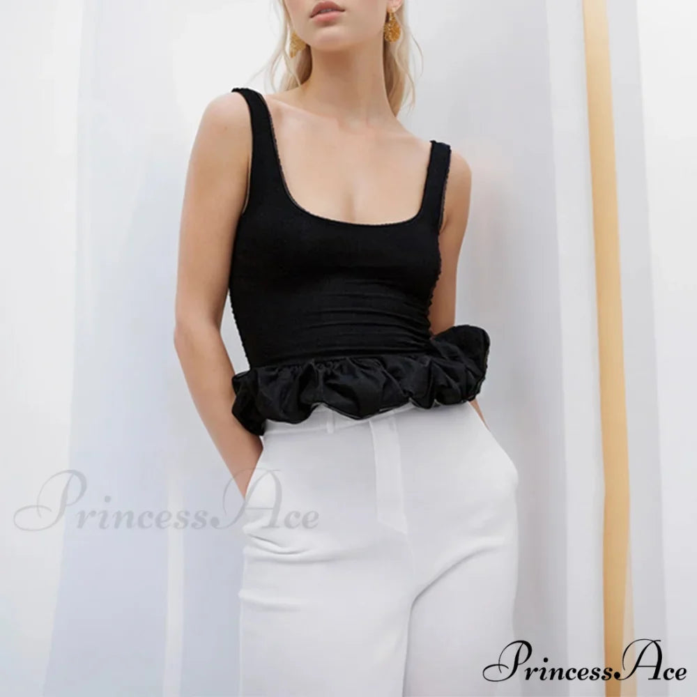 Frilly Bubble Hem Cropped Top