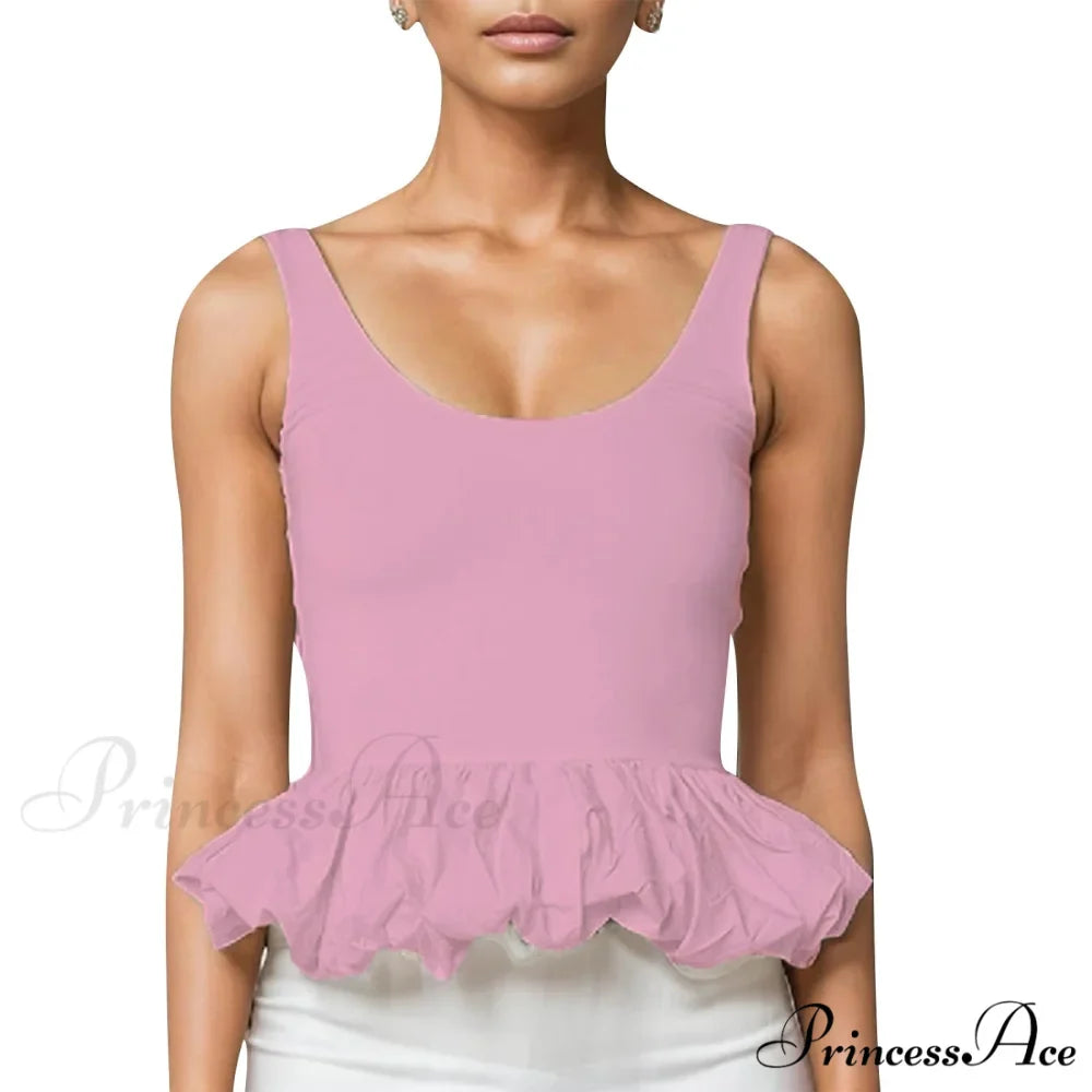 Frilly Bubble Hem Cropped Top