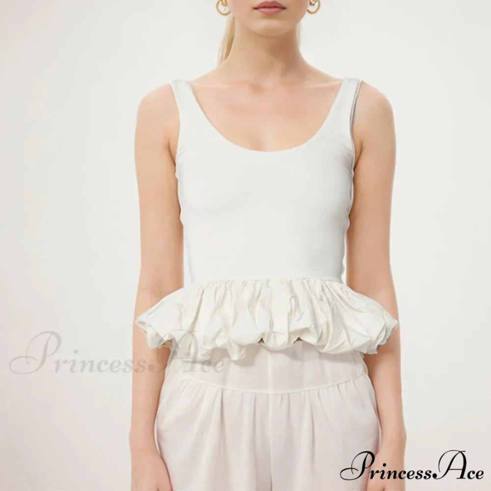 Frilly Bubble Hem Cropped Top