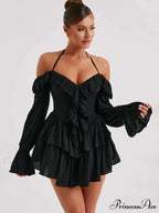 Frilly Flounce Sleeve Short Dress