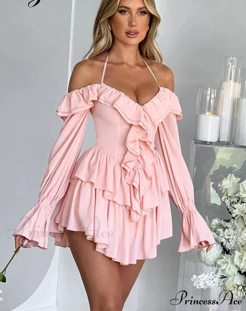Frilly Flounce Sleeve Short Dress