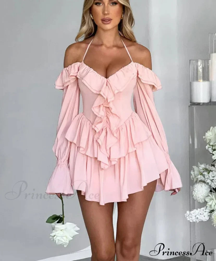Frilly Flounce Sleeve Short Dress