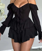 Frilly Flounce Sleeve Short Dress