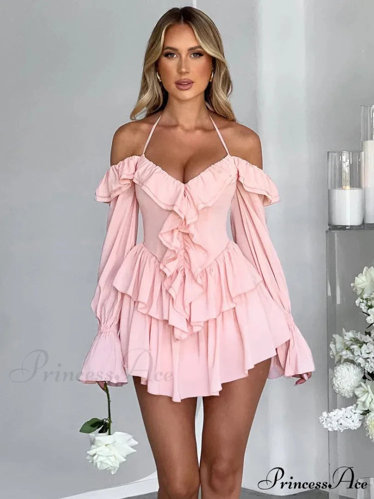Frilly Flounce Sleeve Short Dress