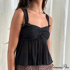 Frilly Hem Transparent Mesh Crop Top