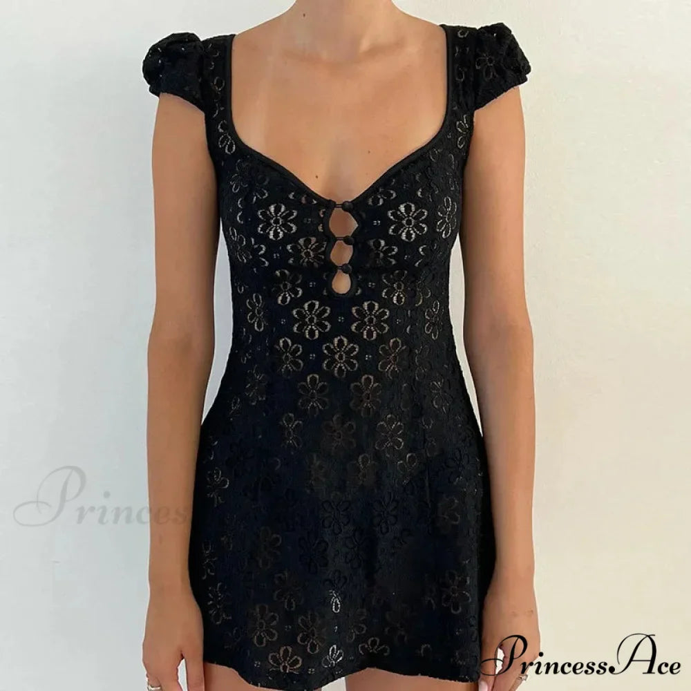 Frilly Ruffle Open-Back Short Dress