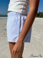 Front Button Checkered Lounge Short