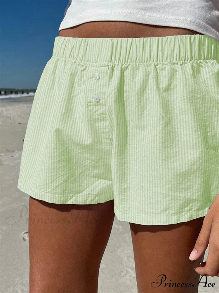 Front Button Checkered Lounge Short