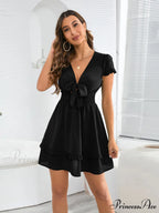 Front Color Mini Crepe Tie for Solid Gown Women