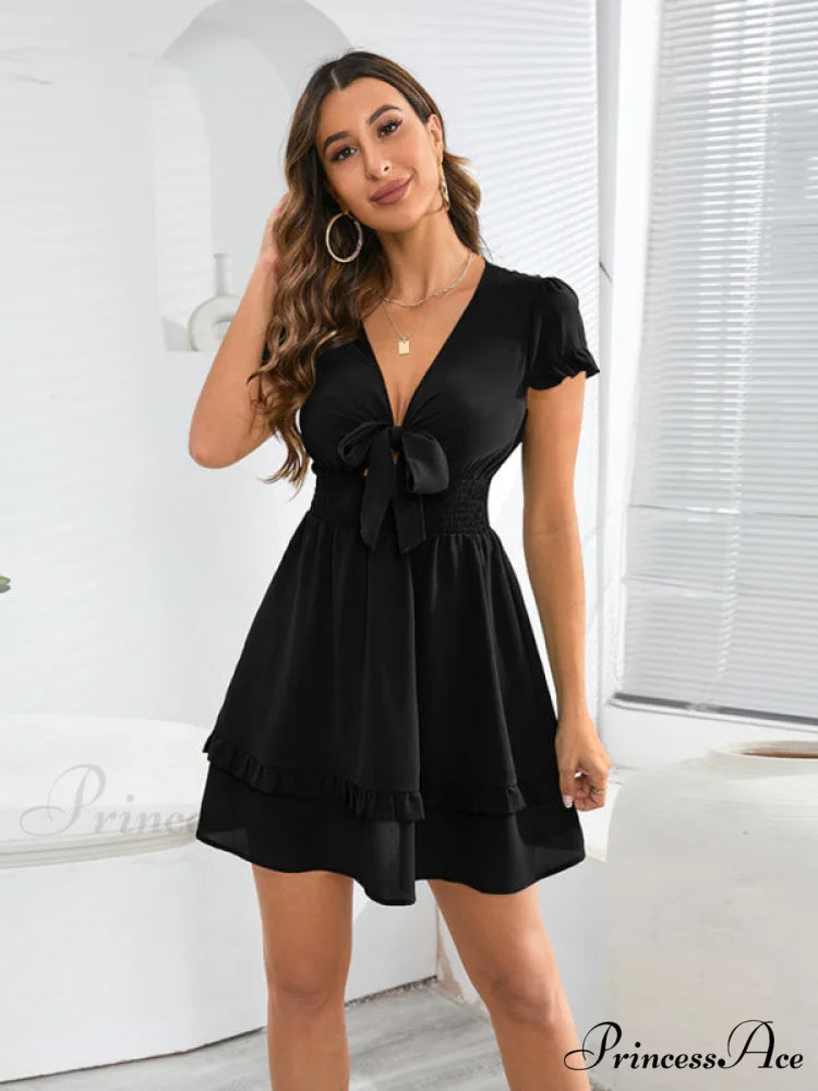 Front Color Mini Crepe Tie for Solid Gown Women
