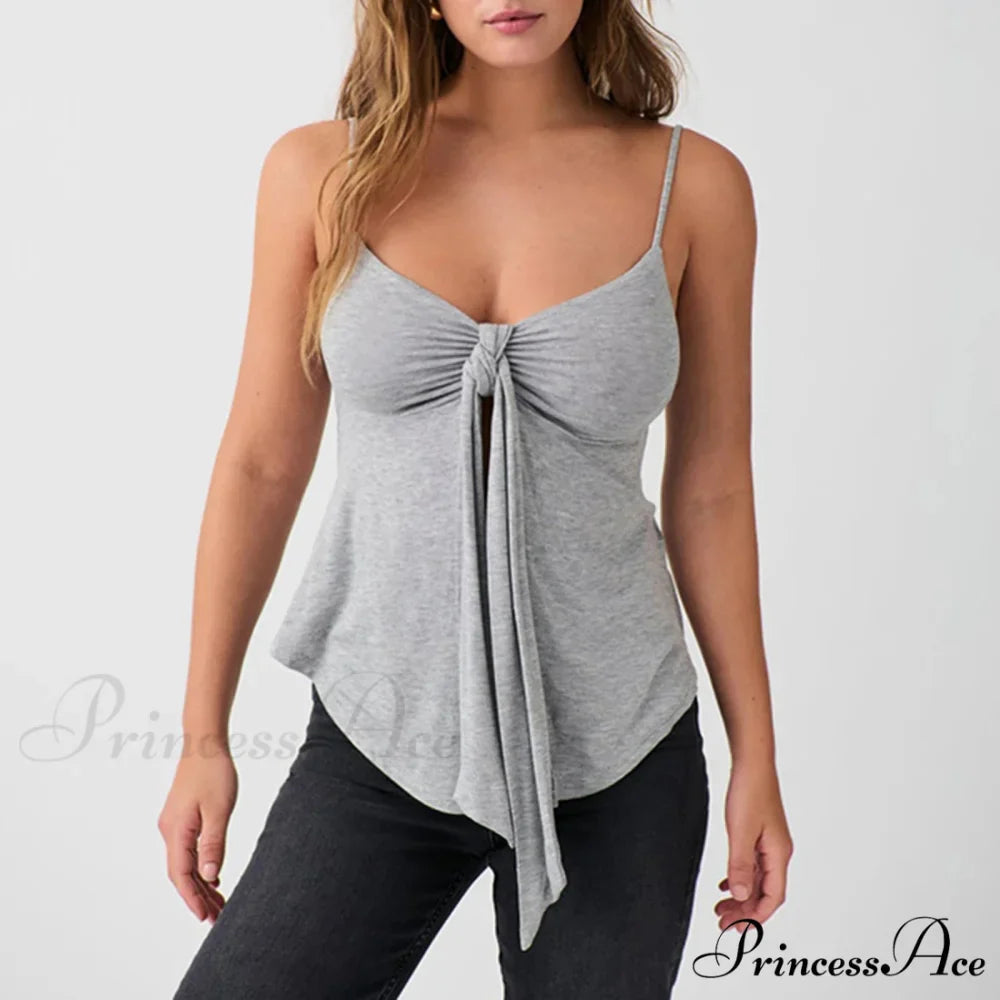 Front Division Bind Knot Crop Top