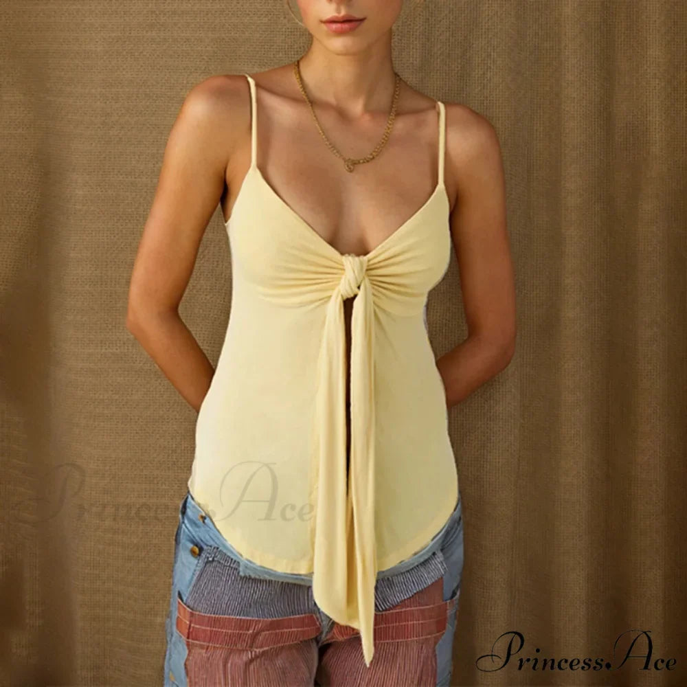 Front Division Bind Knot Crop Top