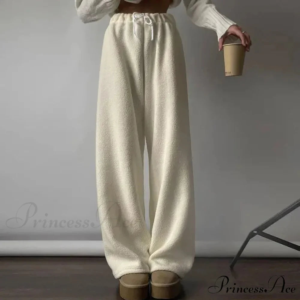 Frosty Fleece Simple Retro Women Pants