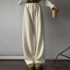 Frosty Fleece Simple Retro Women Pants