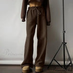 Frosty Fleece Simple Retro Women Pants