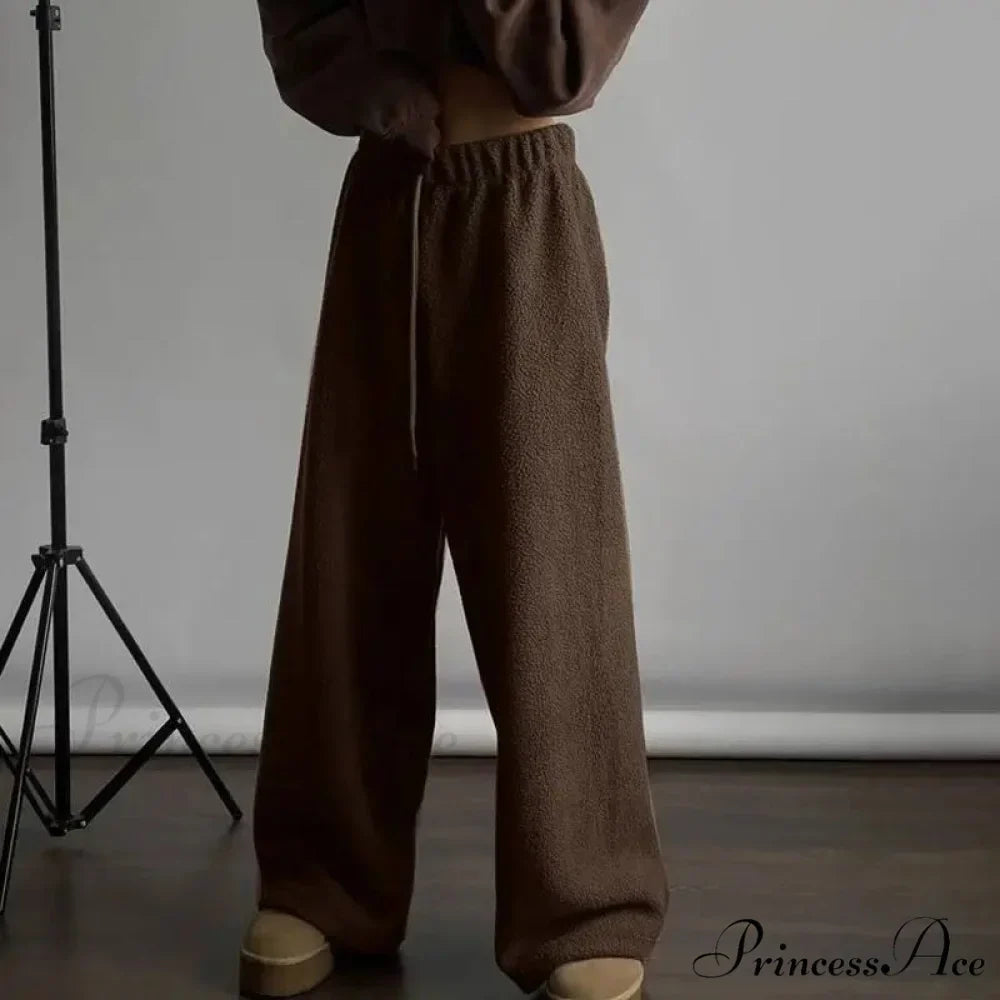 Frosty Fleece Simple Retro Women Pants
