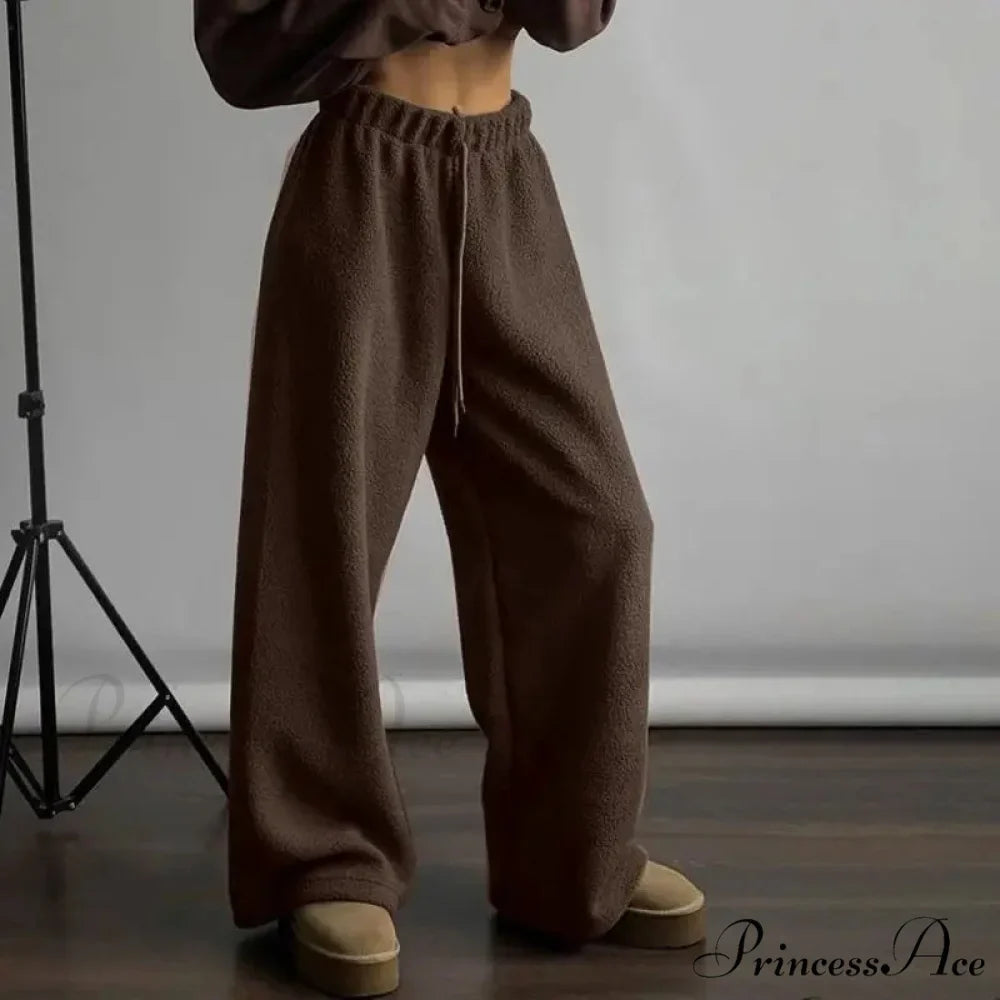 Frosty Fleece Simple Retro Women Pants