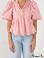 Full Sleeve Frill Trim V-neck Top