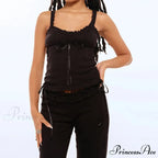 Fungal Eyelet Sleeveless Camisole Wide Leg Trousers Two Pieces Set