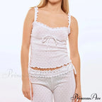 Fungal Eyelet Sleeveless Camisole Wide Leg Trousers Two Pieces Set