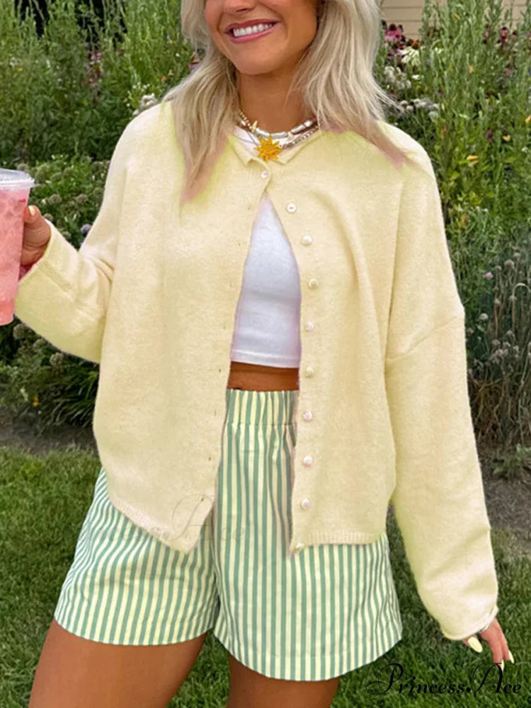 Furry Button-Front Extended Sleeve Knit Cardigan