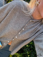 Furry Button-Front Extended Sleeve Knit Cardigan