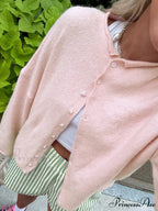 Furry Button-Front Extended Sleeve Knit Cardigan