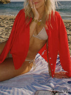 Furry Button-Front Extended Sleeve Knit Cardigan