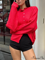 Furry Button-Front Extended Sleeve Knit Cardigan