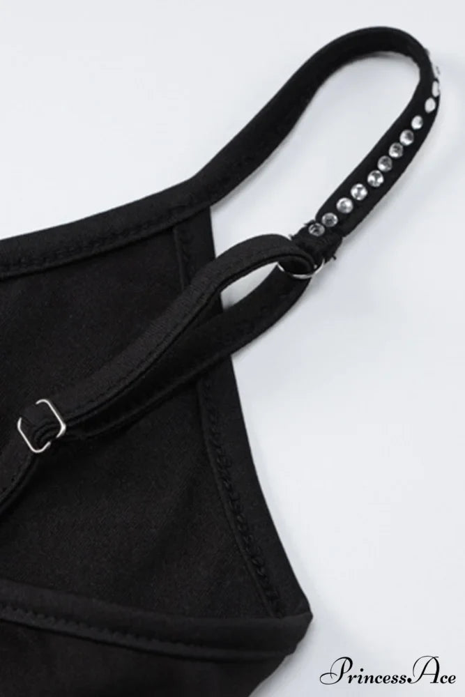 Fuzzy Tiered Cami Dress with Rhinestones