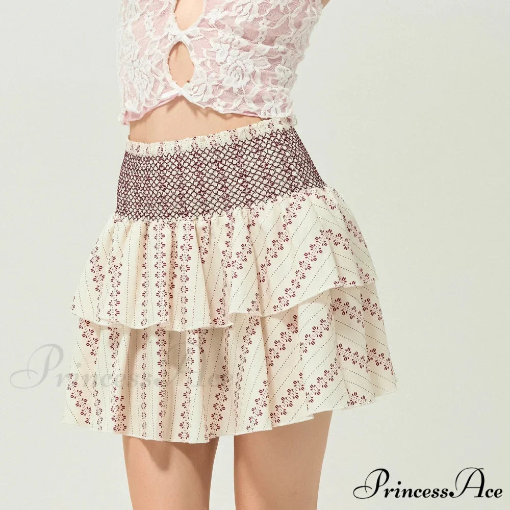 Gathered Blossom Tiered Frill Skirt