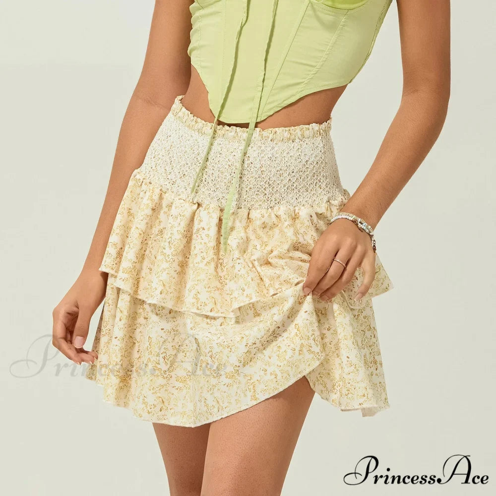 Gathered Blossom Tiered Frill Skirt