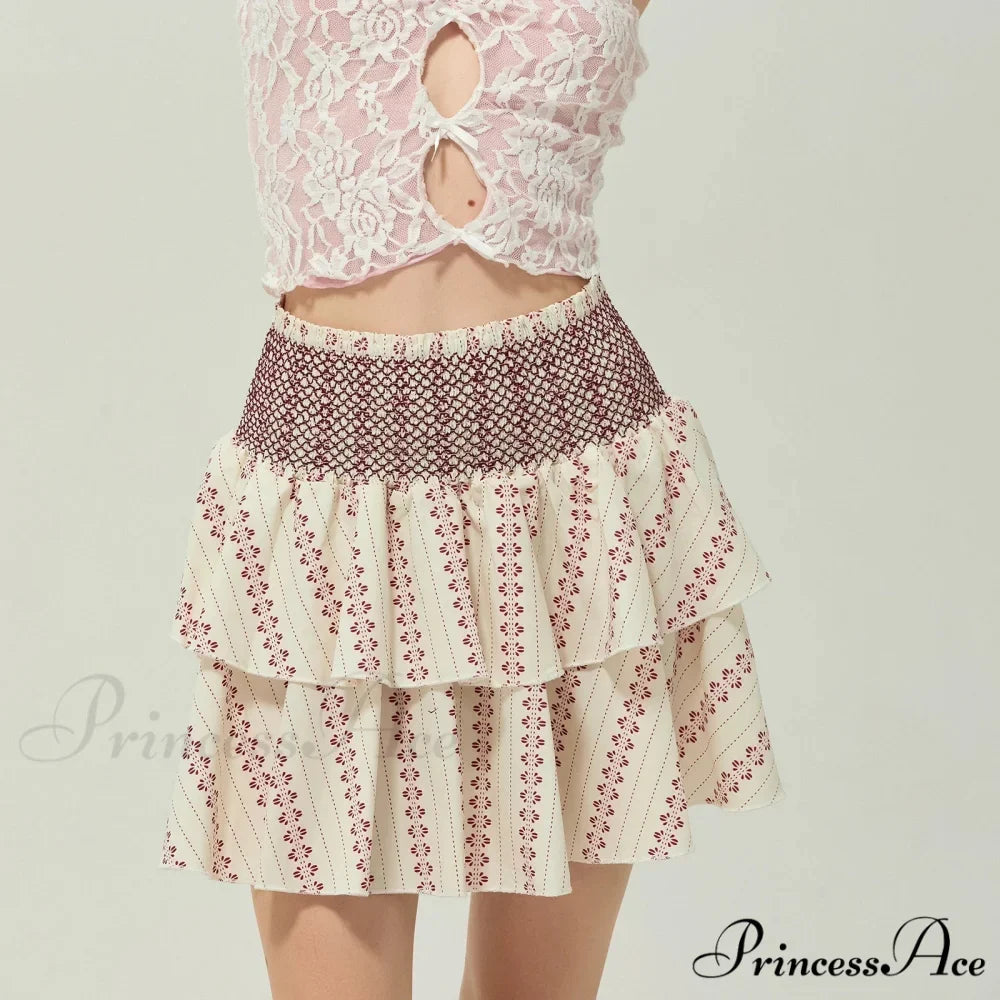 Gathered Blossom Tiered Frill Skirt