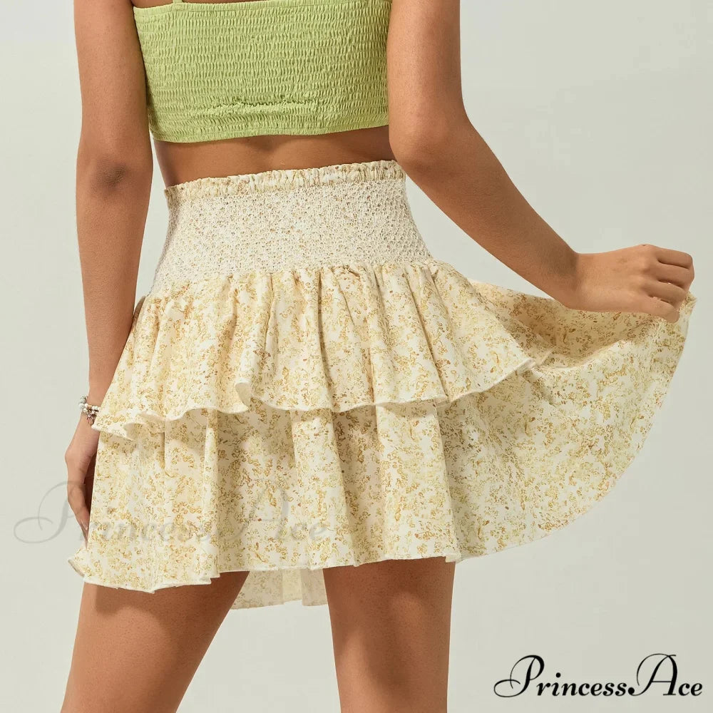 Gathered Blossom Tiered Frill Skirt