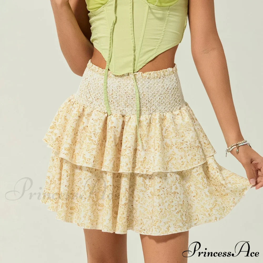 Gathered Blossom Tiered Frill Skirt