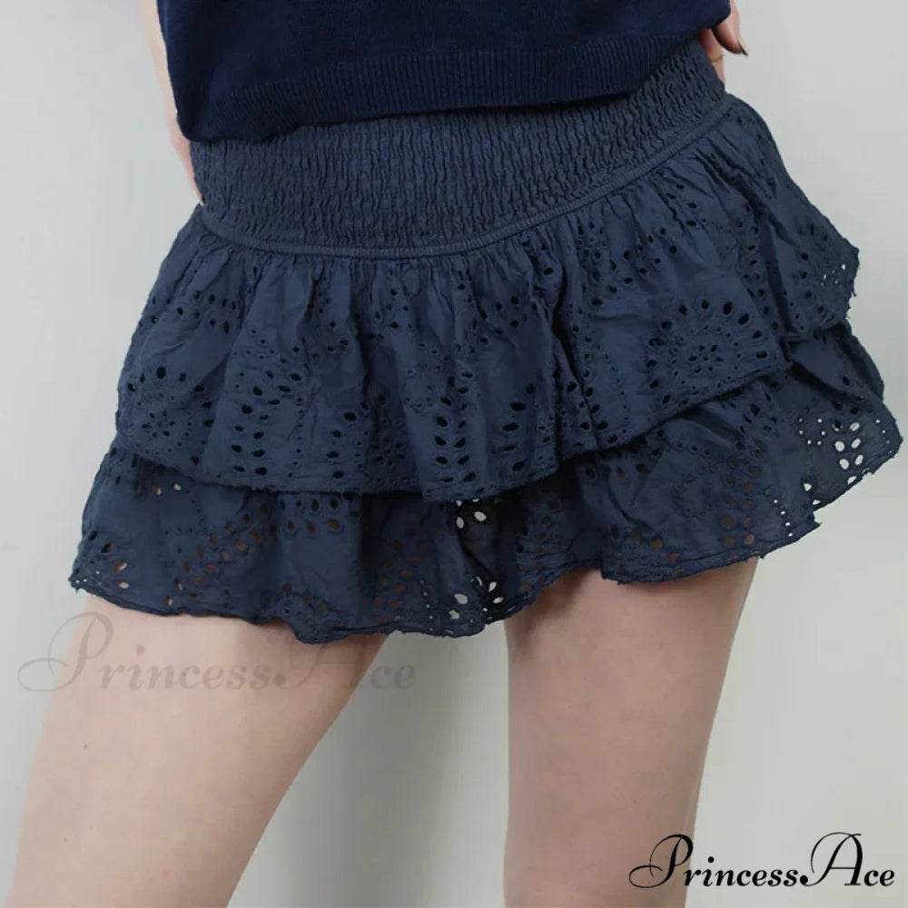 Gathered Bohemian Seaside Frill Skirt