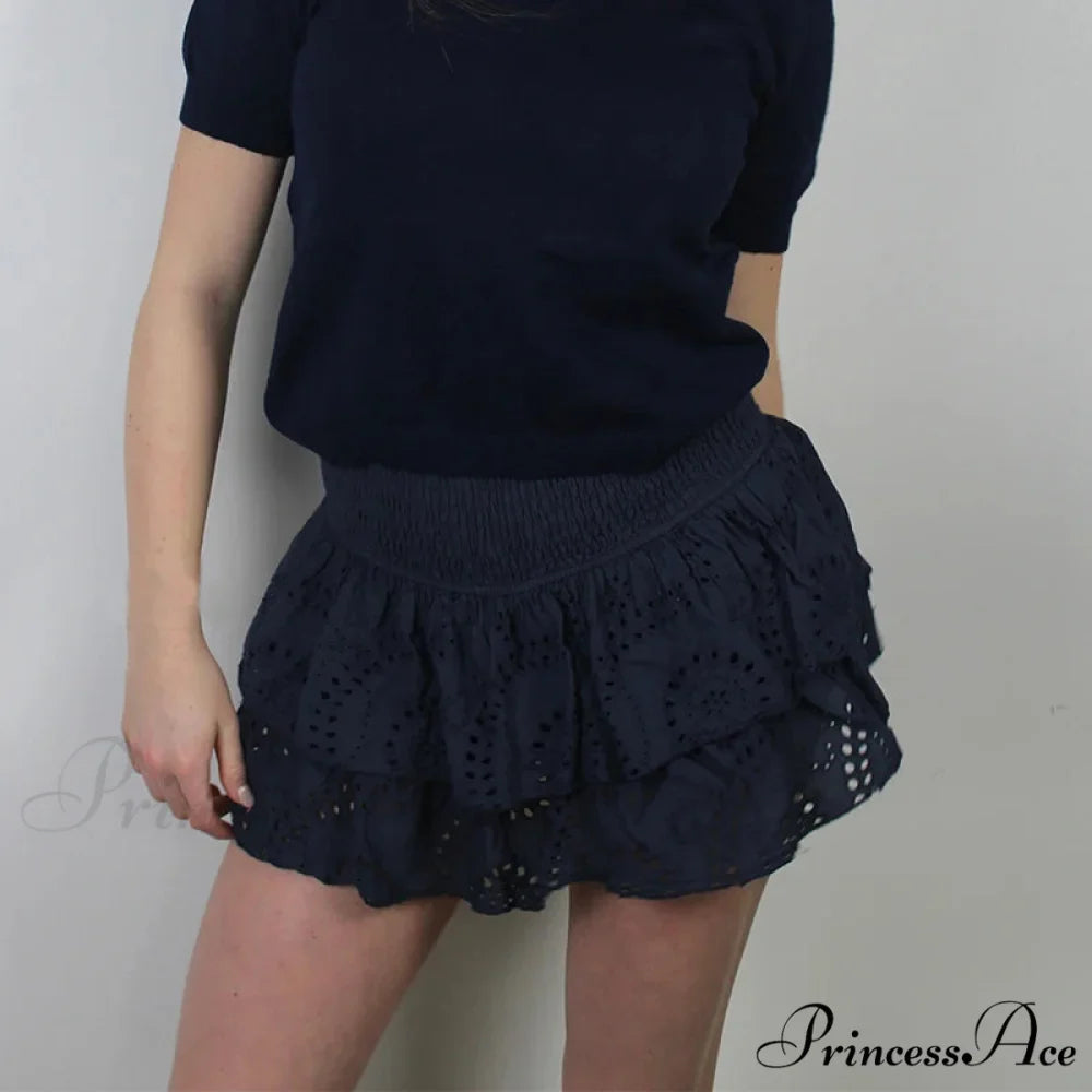 Gathered Bohemian Seaside Frill Skirt