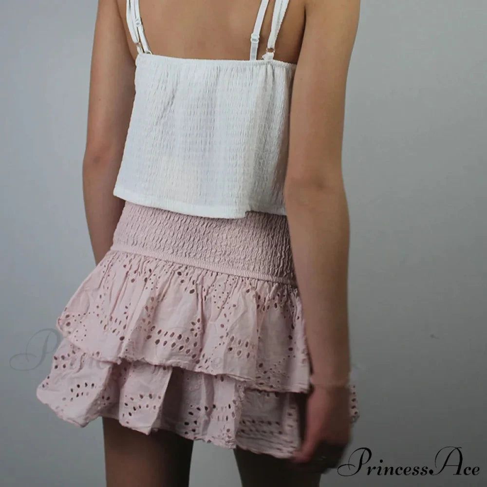 Gathered Bohemian Seaside Frill Skirt