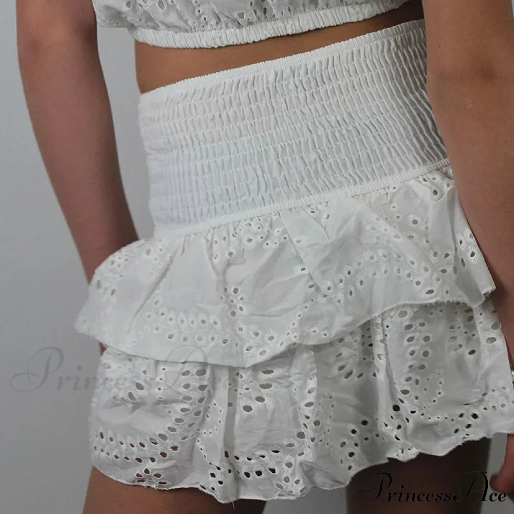 Gathered Bohemian Seaside Frill Skirt